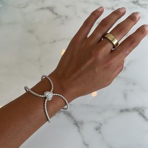 Judith Ripka Sterling Silver w/ Pavé heart cuff bracelet